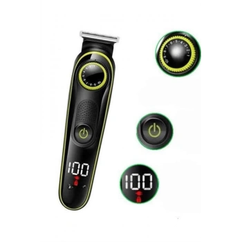 5 Başlıklı Şarjlı Tıraş Makinesi Led Ekran Saç Sakal Ense Tıraşına Uygun Bakım Seti