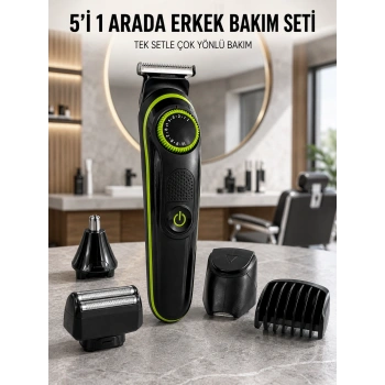 5i 1 Arada Erkek Bakım Seti Çok Başlıklı Sakal Vücut Burun Kulak Tıraş Makinesi