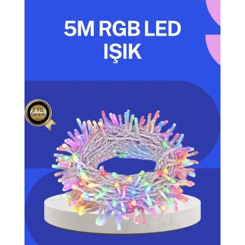 5 Metre Şeffaf Kablo Led Peri Işığı 50 Ampullü Dekoratif Led