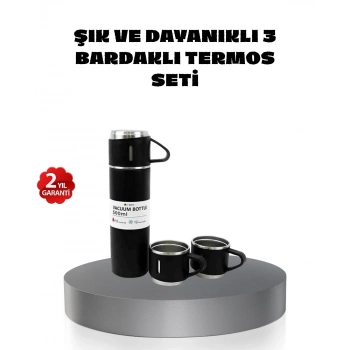 500 Ml Paslanmaz Çelik Termos Seti – Sızdırmaz, Vakumlu, Isı Koruma Özellikli, Taşınabilir Termos