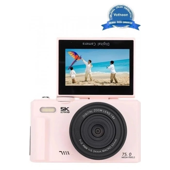 5k 75mp Hd Dijital Kamera 18x Dijital Zoom, Flaşlı,3.0 İnç Ekranlı Vlog Ve Fotoğraf Makinesi