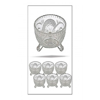 6lı Kristal Lüx Ayaklı Cam Çerezlik Şekerlik Sunumluk Kase (599)