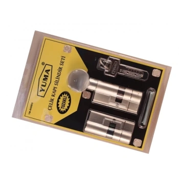 68mm Mandallı Çelik Kapı Tuzaklı Barel Seti - Saten