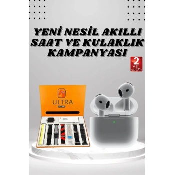 7 Kordonlu Akıllı Saat Ve 3.nesil Kulaklık Dokunmatik Ekran Sesli Görüşme Yapabilen