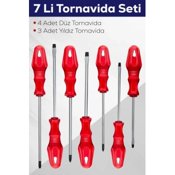 7li Tornavida Seti (4 Adet Düz Tornavida 3 Adet Yıldız Tornavida)