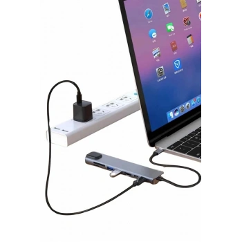 8 Port Çoklayıcı Macbook Ile Uyumlu Çoğaltıcı Type-c Dönüştürücü Tf Sd Kart