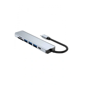 8 Portlu Macbook Çevirici Type C Hub  Sd Tf Usb Çoğaltıcı Ethernet