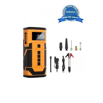 8000 Mah Taşnabilir Dijital Ekranlı Araç Akü Takviyeli,powerbank,ışıklı Oto Hava Kompresörü