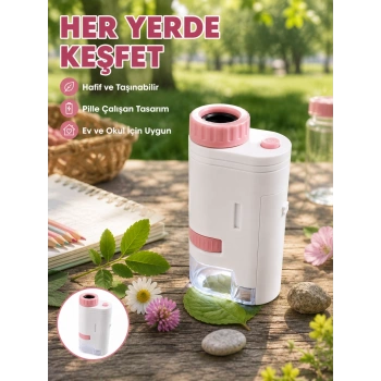 80x-200x Taşınabilir Dijital Mikroskop  Led Işıklı Çocuk Eğitim Mikroskobu