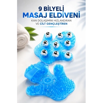9 Bilyeli Masaj Eldiveni Kan Dolaşımını Hızlandıran Ve Cilt Gençleştiren