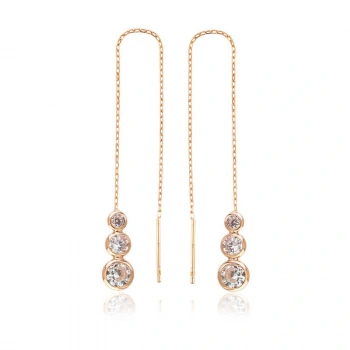 925 Ayar Gümüş Beyaz Taşlı Zincirli Küpe EA1160048 (599599)