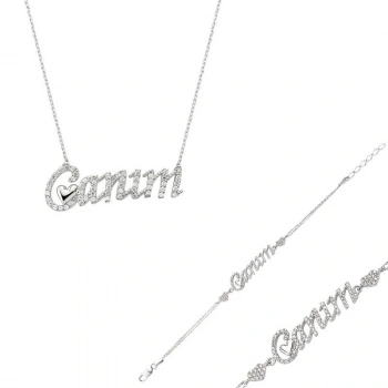 925 Ayar Gümüş Canım Yazılı Kalp Set ST2610068 (599599)