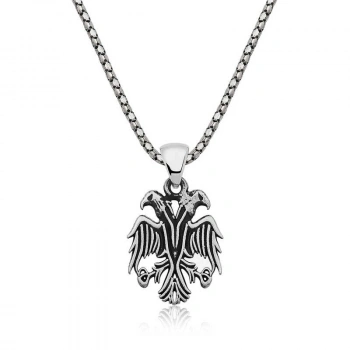 925 Ayar Gümüş Çift Başlı Kartal Erkek Gümüş Kolye Pt2610889 (599)