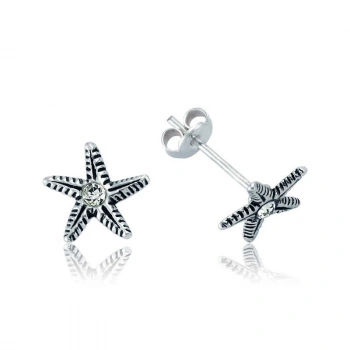 925 Ayar Gümüş Deniz Yıldızı Çivili Küpe Ea1160023 (599)