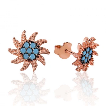 925 Ayar Gümüş Güneş Çivili Küpe Ea1160073 (599)