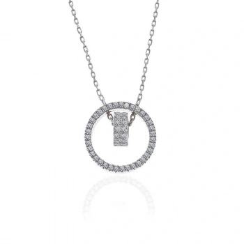 925 Ayar Gümüş İç İçe Geçmiş Halka Kadın Kolye T7488 (599599)