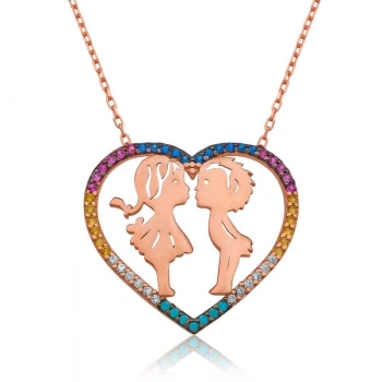 925 Ayar Gümüş İki Aşık Kalpli Kadın Gümüş Kolye Pt2610866 (599)