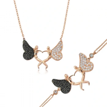 925 Ayar Gümüş Kalpli Melek Set ST1160076 (599599)