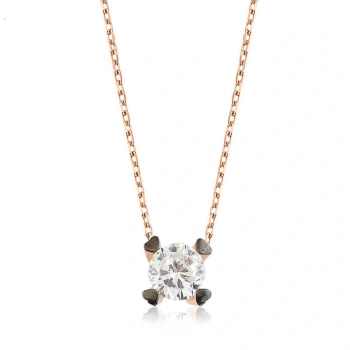 925 Ayar Gümüş Kalpli Tek Taş Kadın Gümüş Kolye PT2610397 (599599)