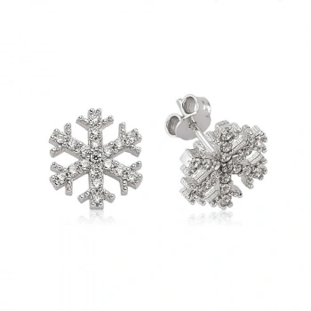 925 Ayar Gümüş Kar Tanesi Çivili Küpe ST1480002E (599599)