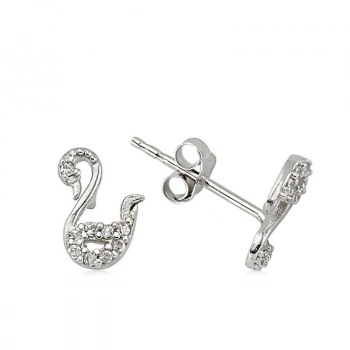 925 Ayar Gümüş Kuğu Çivili Küpe Ea1540004 (599)