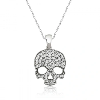 925 Ayar Gümüş Kuru Kafa Kadın Gümüş Kolye T4378 (599599)