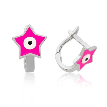 925 Ayar Gümüş Pembe Yıldız Çocuk Küpesi T3908 (599)