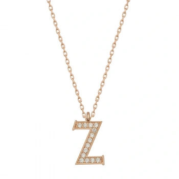 925 Ayar Gümüş Rose Z Harfi Kadın Gümüş Kolye T6750 (599599)