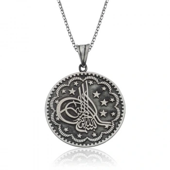 925 Ayar Gümüş Tuğra Kolye T4374 (599599)