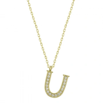925 Ayar Gümüş U Harfi Kadın Gümüş Kolye T6629 (599)