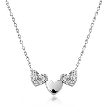 ​925 Ayar Gümüş Üç Kalp Kadın Gümüş Kolye T4802 (599)