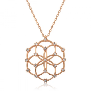 925 Ayar Gümüş Yaşam Çiçeği Kadın Gümüş Kolye T4598 (599)