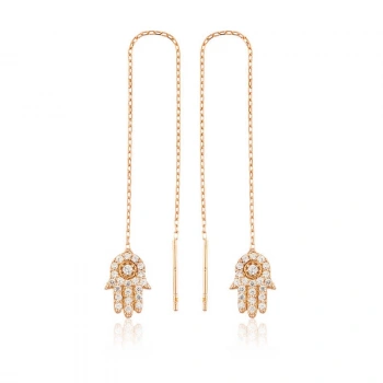 925 Ayar Gümüş Zincirli Fatma Ana Eli Küpe Ea1160050 (599)