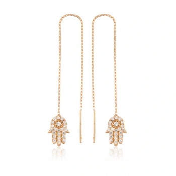 925 Ayar Gümüş Zincirli Fatma Ana Eli Küpe EA1160050 (599599)