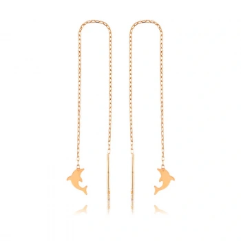 925 Ayar Gümüş Zincirli Yunus Balığı Küpe EA1160054 (599599)