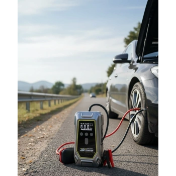 Acil Durum Led Işıklı Akü Takviye Ve Hava Kompresörü