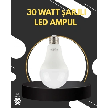 Acil Durumlar İçin Şarjlı Led Ampul 6400k Soğuk Beyaz 30 Watt