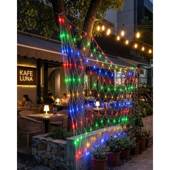 Ağ Şeklinde Led File Işık Dekoratif Ortam Aydınlatma Bahçe Balkon Süsü