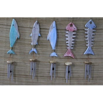 Ahşap Balıklı Metal Çan