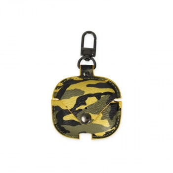 Airpods 3 (3.nesil) Çanta Kamuflaj Deri Kılıf - Sarı