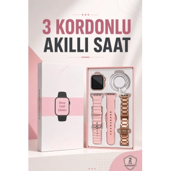 Akıllı Saat Amoled Ekran 3 Kordonlu Aksesuar Hediyeli Sesli Görüşme