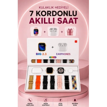 Akıllı Saat Bluetooth Kulaklık Hediyeli Bildirim Görme Sesli Görüşme Çoklu Kordon