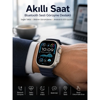 Akıllı Saat Sesli Görüşme Titreşimli Gps Bağlantısı Müzik Dinleme Sosyal Medya Bildirimleri Yeni Nesil