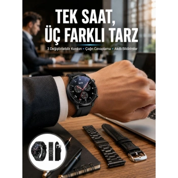 Akıllı Saat Yeni Nesil Üç Kordonlu Nabız Ölçer Çağrı Cevaplama Yeni Nesil