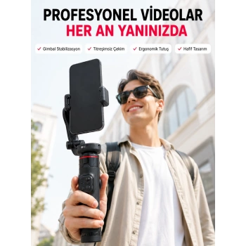 Akıllı Takipli Gimbal Selfie Stick Profesyonel Video Çekim Stabilizatörü Uzayabilir Tripod Bluetooth Kumandalı