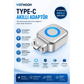 Akım Korumalı Type-c Akıllı Şarj Ayırıcı Otomatik Şarj Kesici Batarya Koruma Adaptörü Hızlı Şarj Destekli