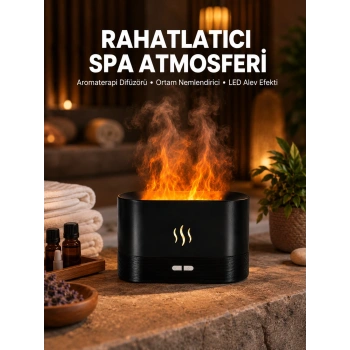 Alev Görünümlü Hava Nemlendirici Kumandalı Led Işıklı Aromatik Difüzör Yeni Nesil