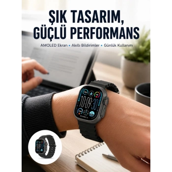 Amoled Ekran 49mm Ultra Tasarım 3 Kordonlu Akıllı Saat Yeni Nesil