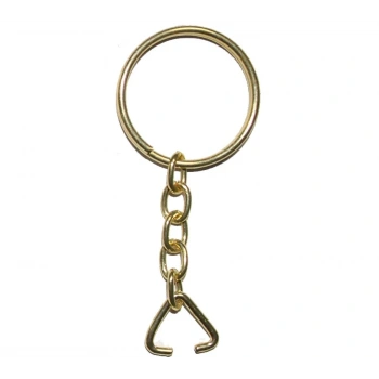 Anahtarlık Halkası, Halka + Zincir + Üçgen, 24mm, Altın, Sarı, 1000 Adet