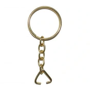Anahtarlık Halkası, Halka + Zincir + Üçgen, 24mm, Altın, Sarı, 1000 Adet